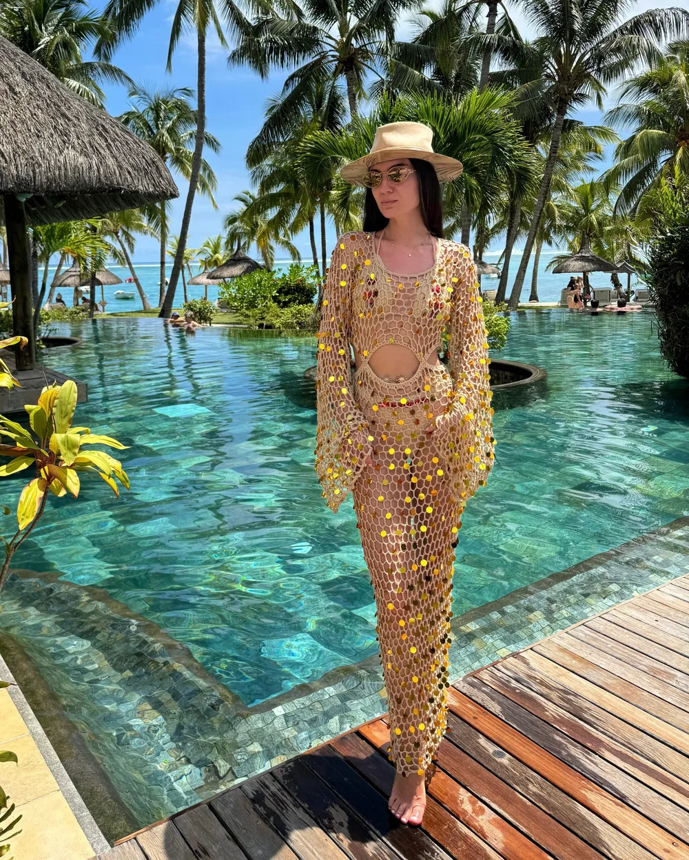 Jama Gold Crochet Dress