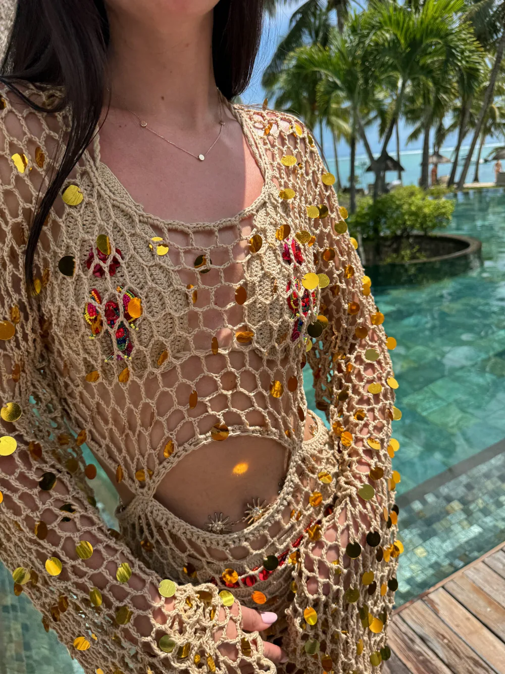 Jama Gold Crochet Dress