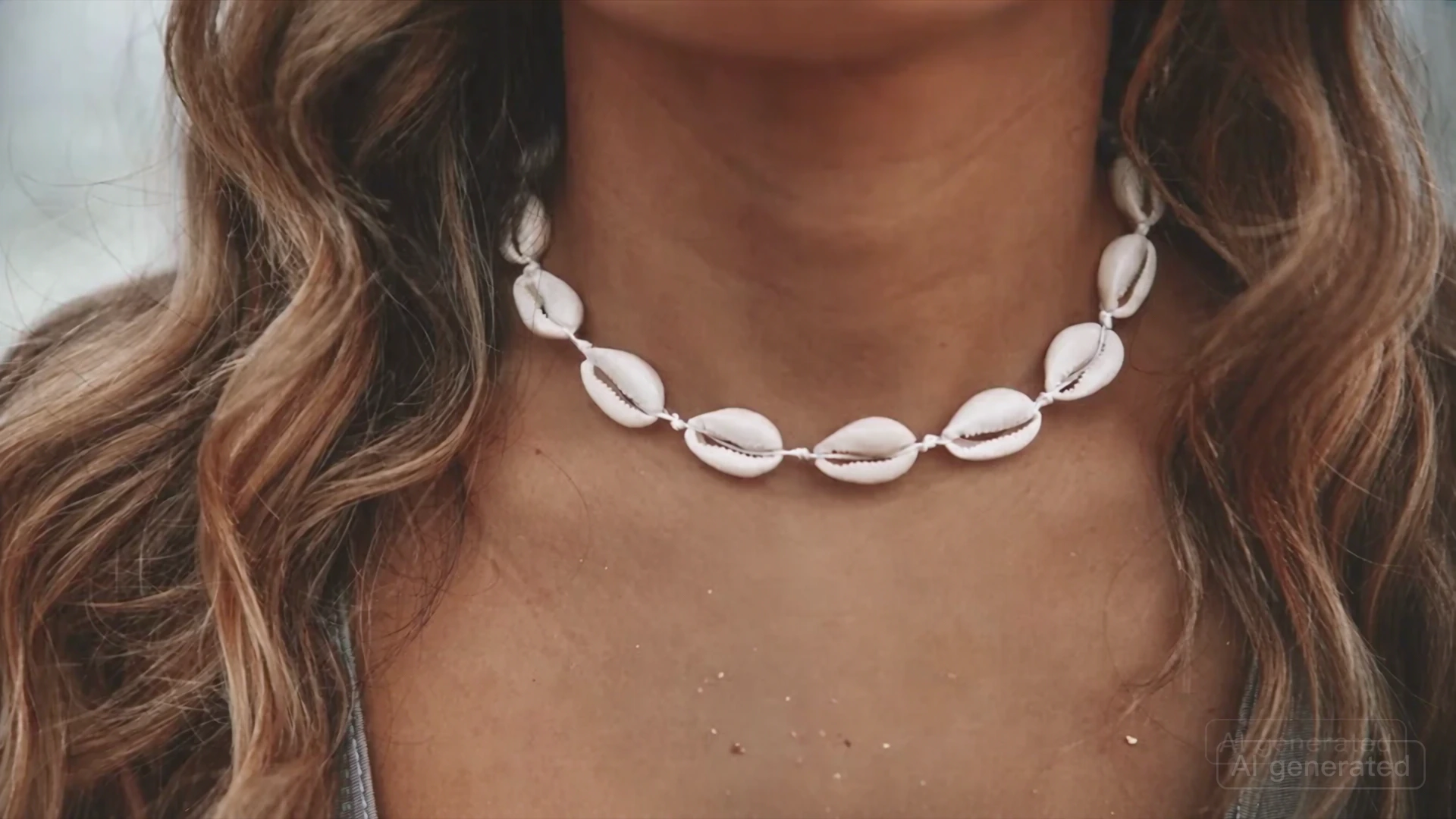 Close-up of a shell necklace